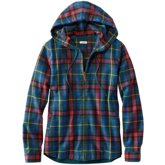 L.L. Bean Tops - NWT L.L. Bean Scotch Plaid Flannel Hoodie Shirt
